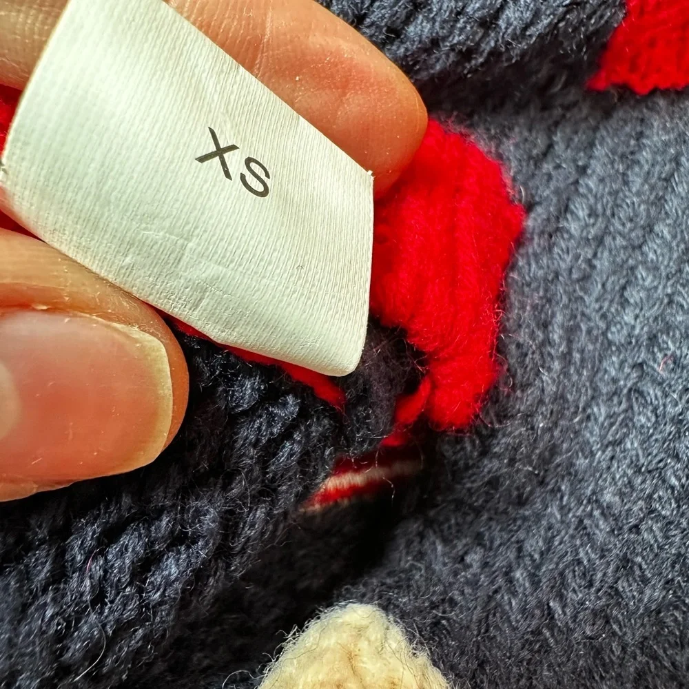 Cozy Knit Dog Sweater with Red Bone Accent
